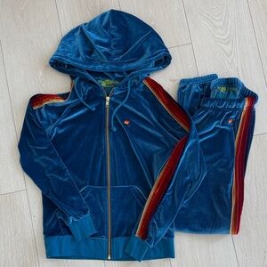 NWOT Aviator Nation Blue and Red Velour Set XS/S
